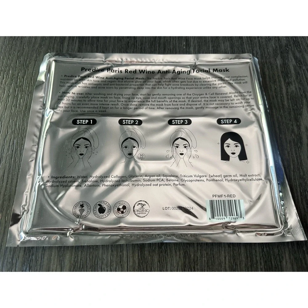 Predire Paris Red Wine Anti‎ Aging Facial Mask. Single Mask NEW